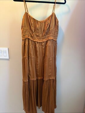 Anthropologie Rust-Toned Spaghetti Strap Tiered Maxi Dress